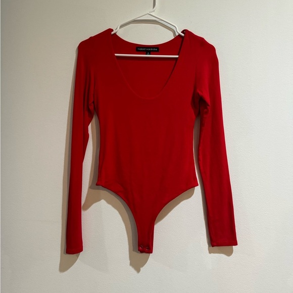 Naked Wardrobe Long Sleeve Red Bodysuit - Picture 1 of 3